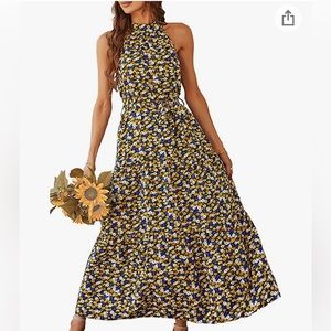New Halter Top Floral Maxi Dress